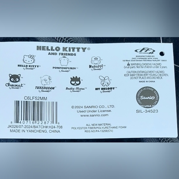 HELLO KITTY and Friends Kuromi 14" Plush Back Pack NWT - Picture 6 of 6